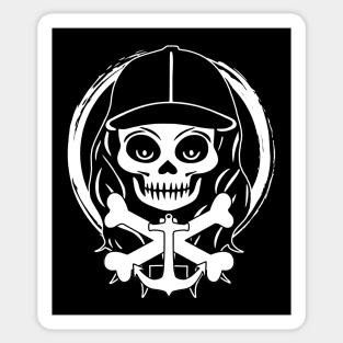 Deckhand Skull and Anchor White Logo Sticker